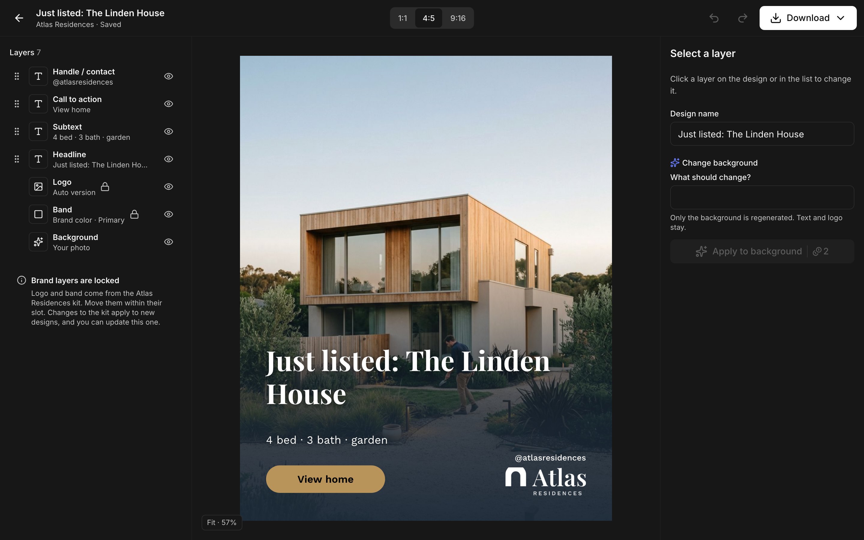 The editor with an Atlas Residences listing post